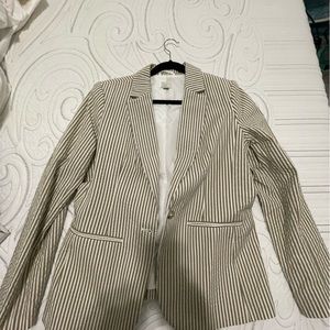 A new day khaki and white striped blazer, never worn